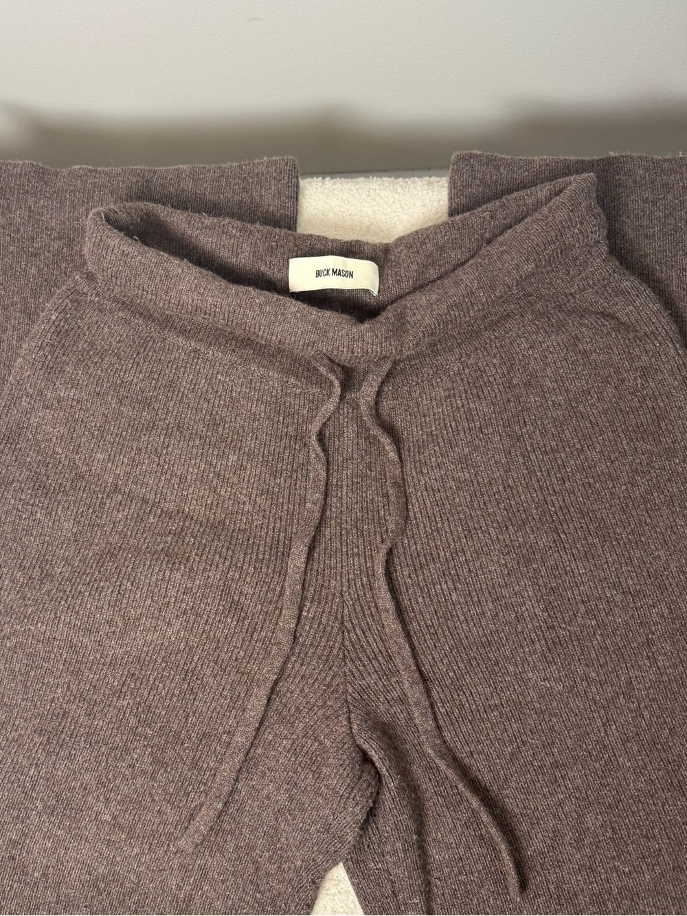 Buck Mason Women’s Wool Blend Mocha Brown Ribbed Sweater Lounge Pants Size Small